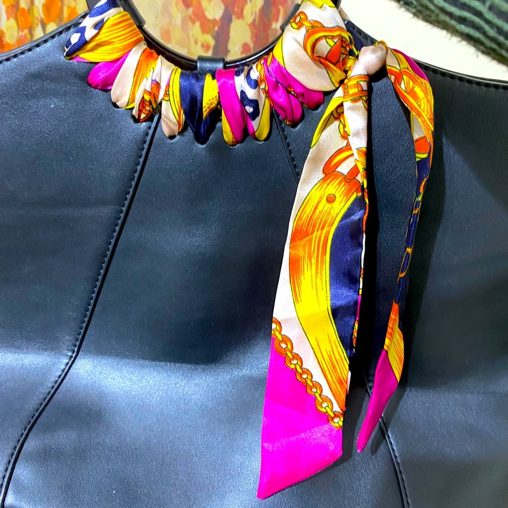 Black Satchel with accent scarf